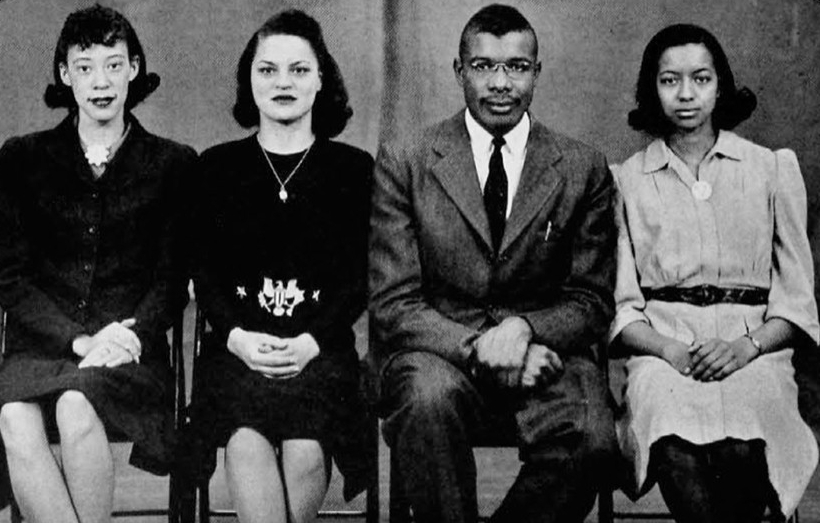 1942,The Quadres, an African American student organization. M. Spencer, M. Spurlock, B. Alexander and D. Leslie.
