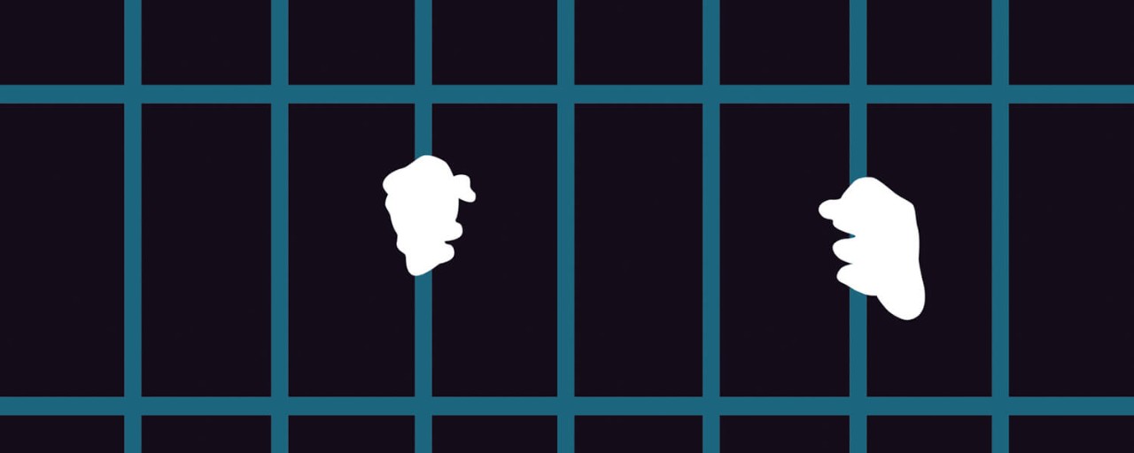 graphic showing hands behind bars
