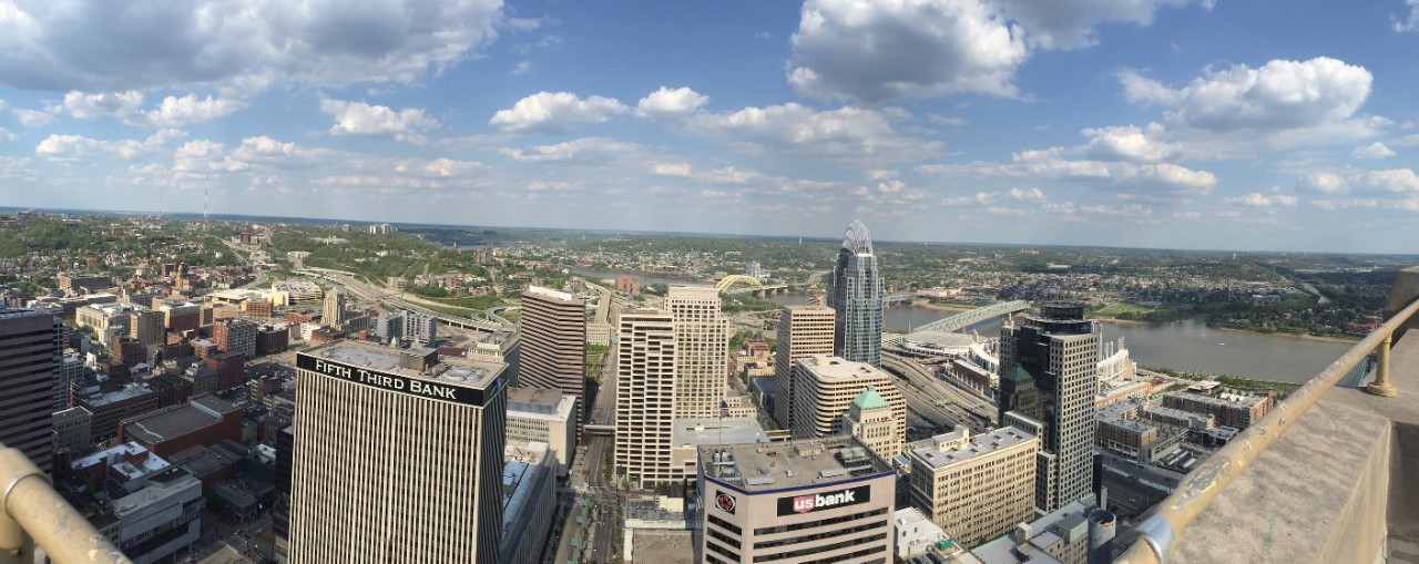 Southeast view of the Cincinnati skyline.