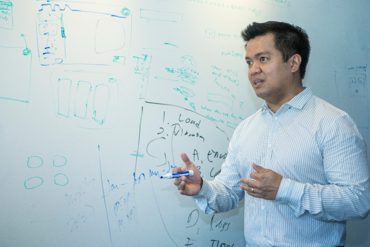 Predictronics is a local start-up founded by 3 UC grads: David Siegel, Co-Founder & CTO ; Edzel Lapira, Co-Founder & CEO (shown here); Patrick Brown, Co-Founder & CFO.