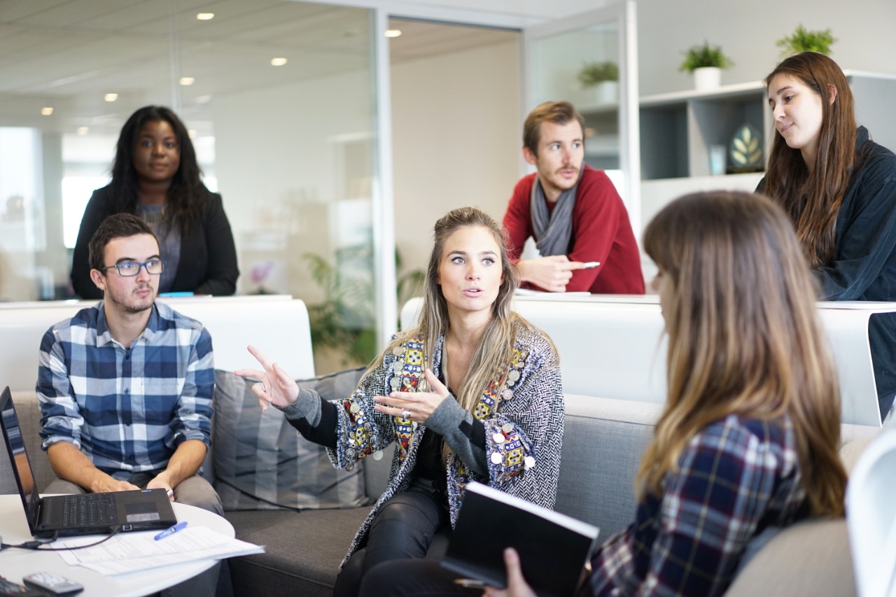 College students gather to discuss their course work