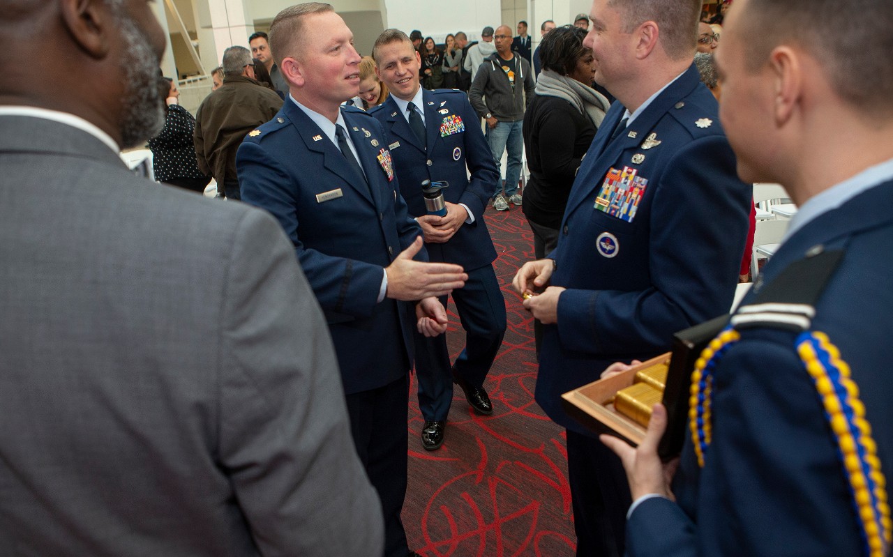 Dr. Neville Pinto University of Cincinnati president spoke during the Veterans Day ceremony at (TUC) Tangeman University Center November 8, 2019. UC/Joseph Fuqua II