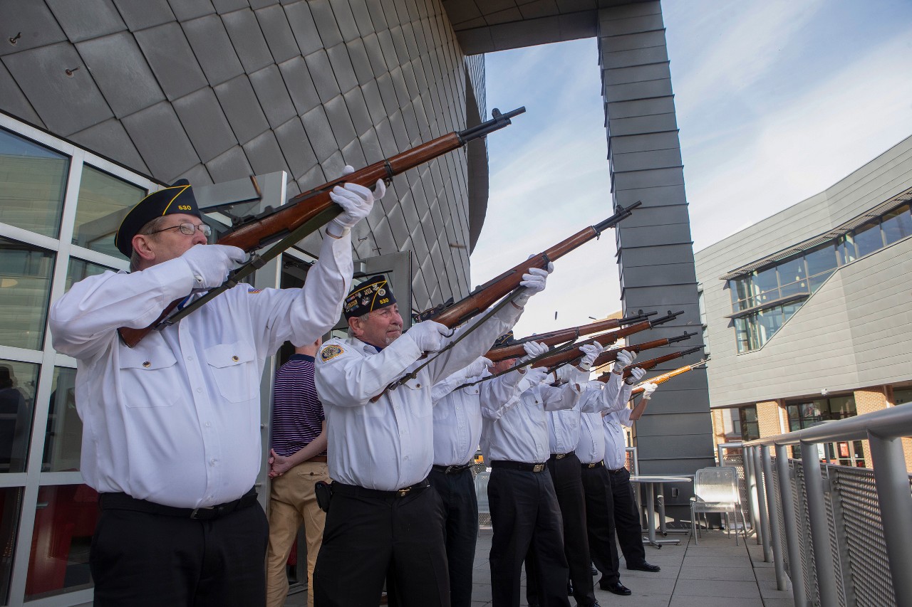 Dr. Neville Pinto University of Cincinnati president spoke during the Veterans Day ceremony at (TUC) Tangeman University Center November 8, 2019. UC/Joseph Fuqua II