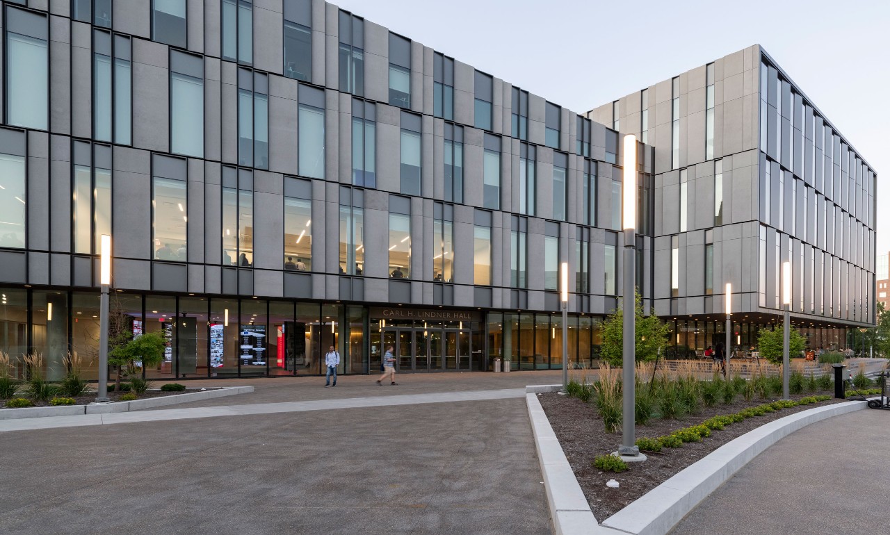 Exterior of Carl H. Lindner Hall at 2906 Woodside Drive.