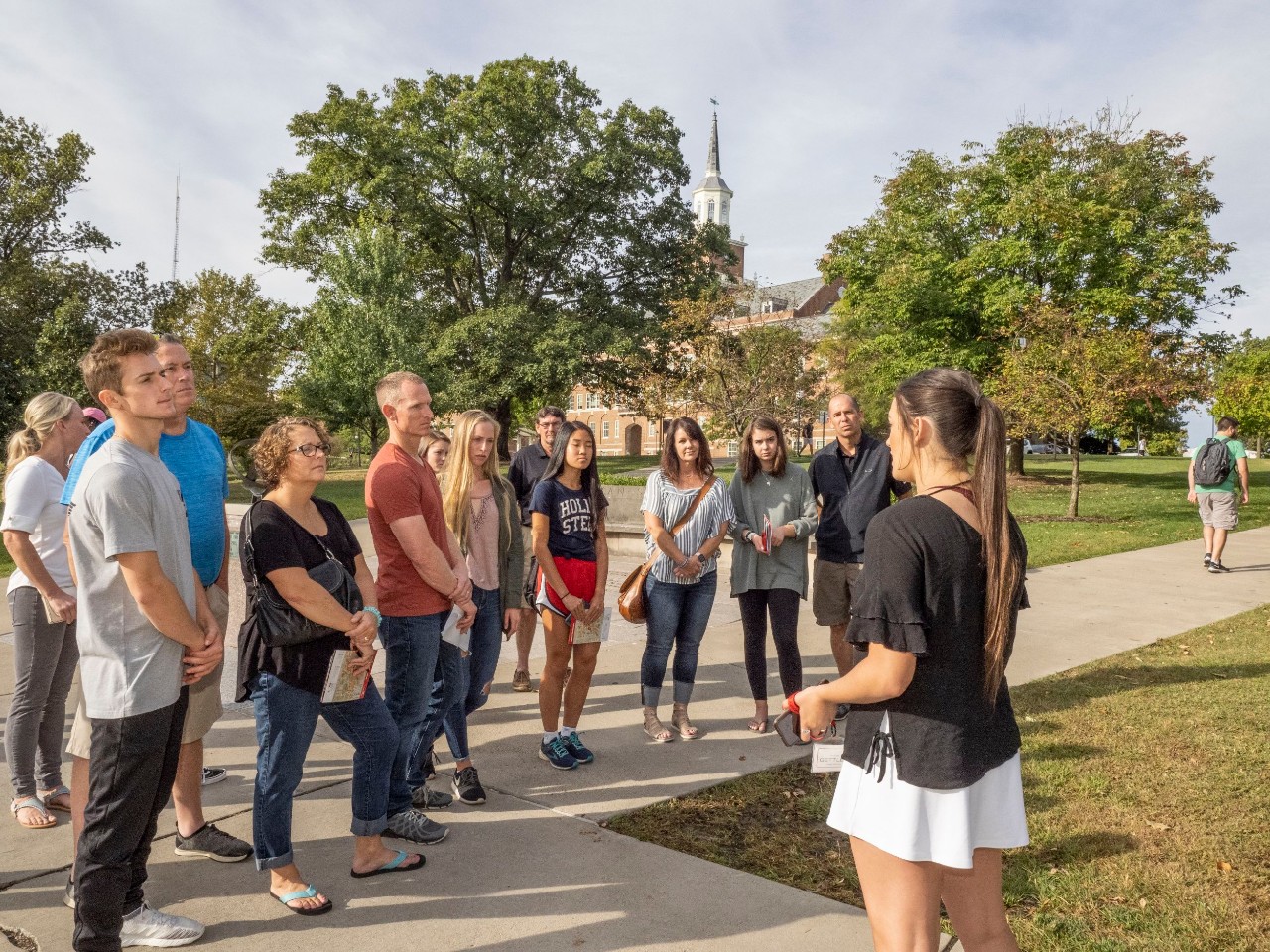Students and families on a campus tour 