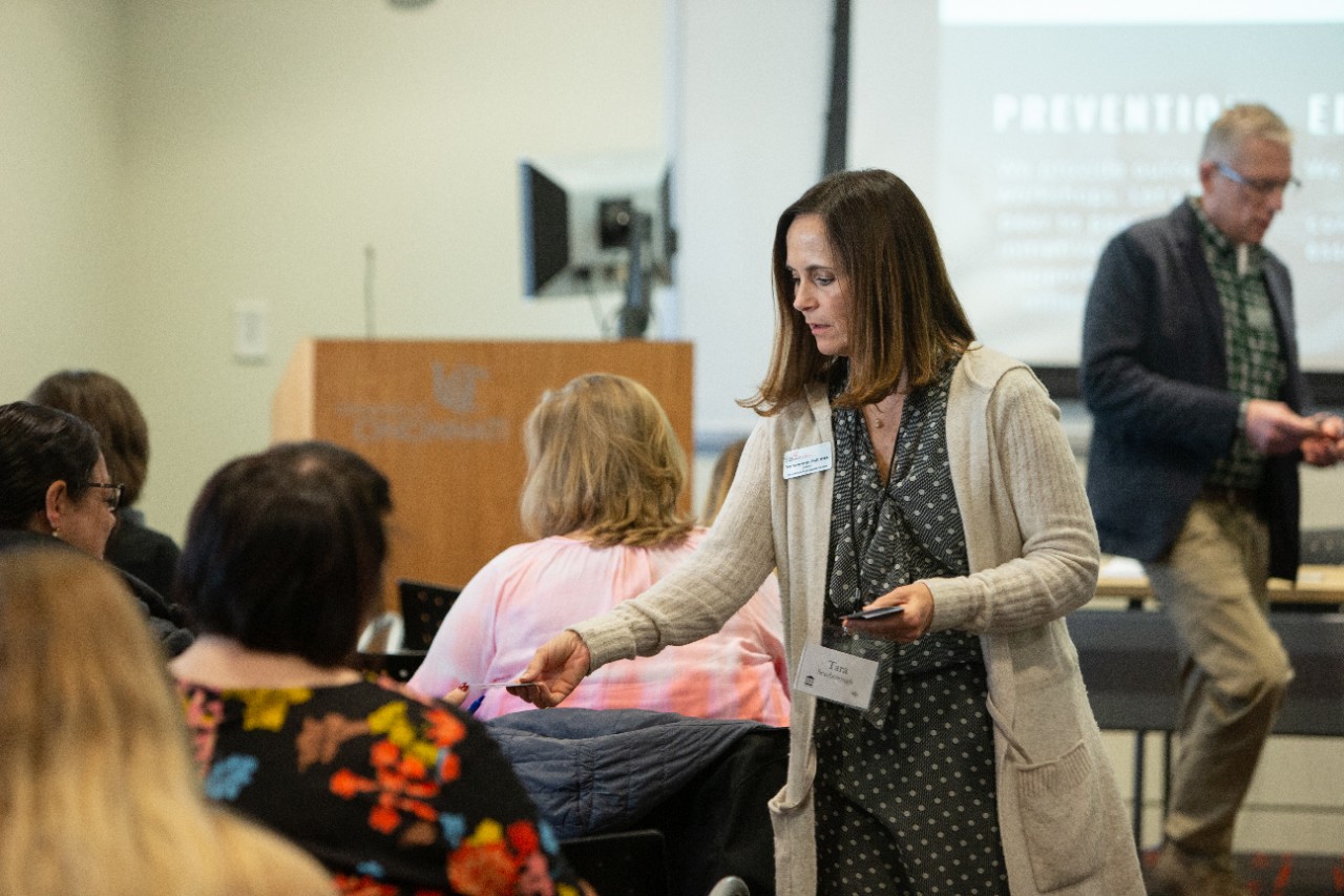 Mental Health Champions launch event, where faculty and staff gather to discuss mental health issues students may face.