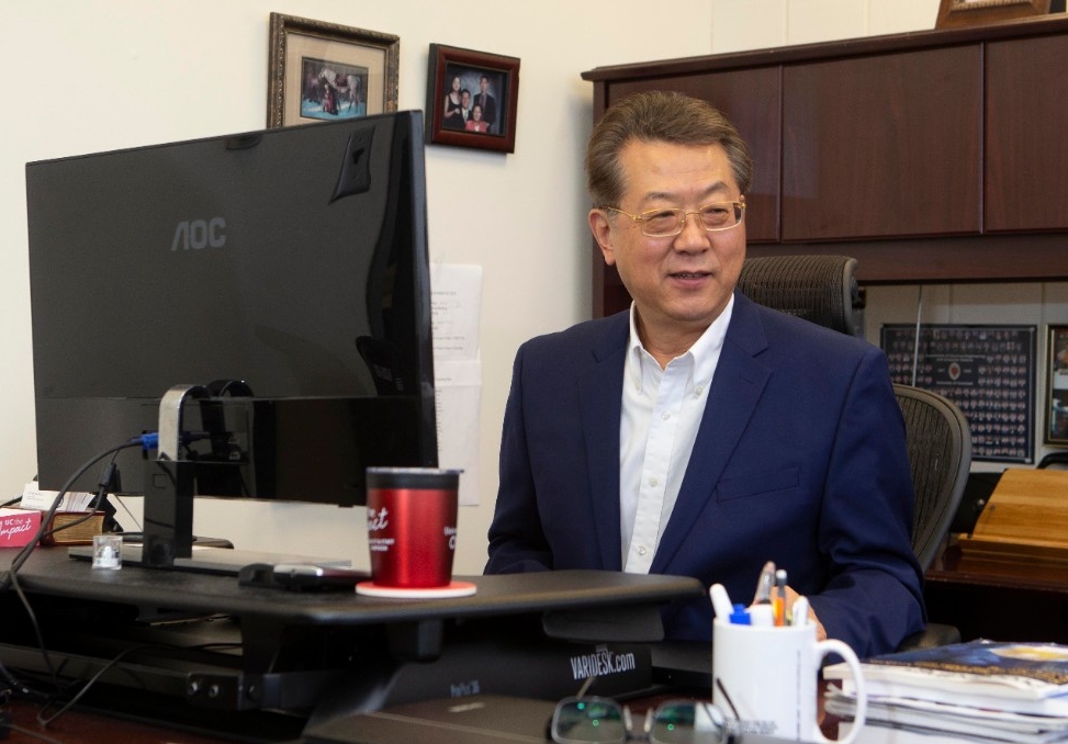 UC engineering professor Chong Ahn, PhD, shown here in his office at Rhodes Hall. UC/ Joseph Fuqua II
