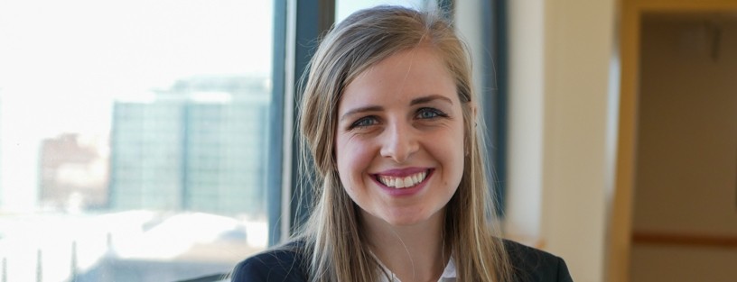 Katelyn Faber poses in engineering building