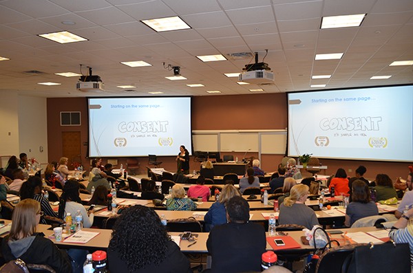 Inside a classroom for one of the trainings during Social Work Alumni Day 