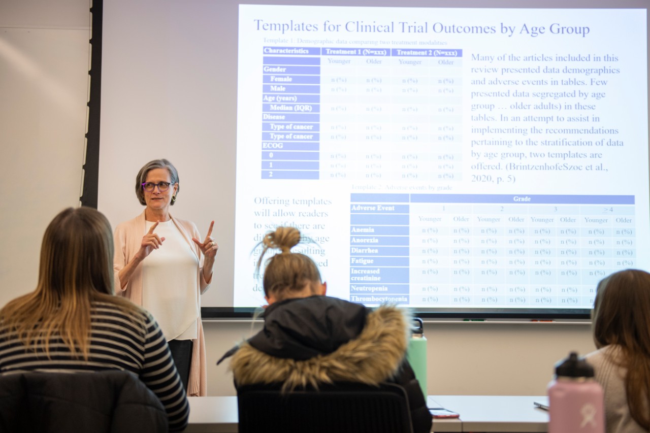 Karlynn BrintzenhofeSzoc in classroom.