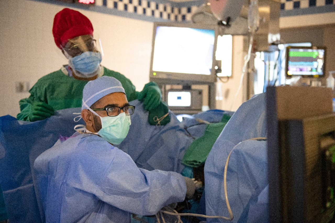 Abhinav Sidana, MD, during cryoablation prostate surgery.