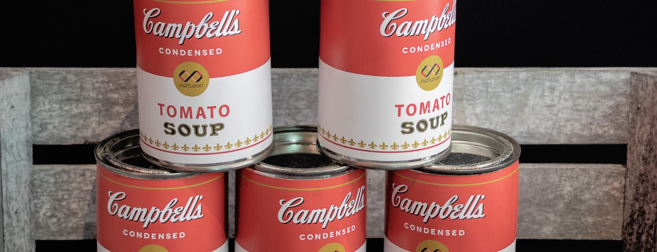 stack of soup cans