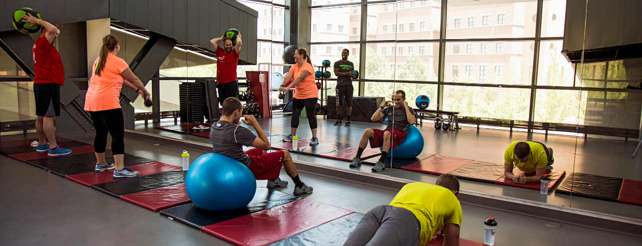 People exercising