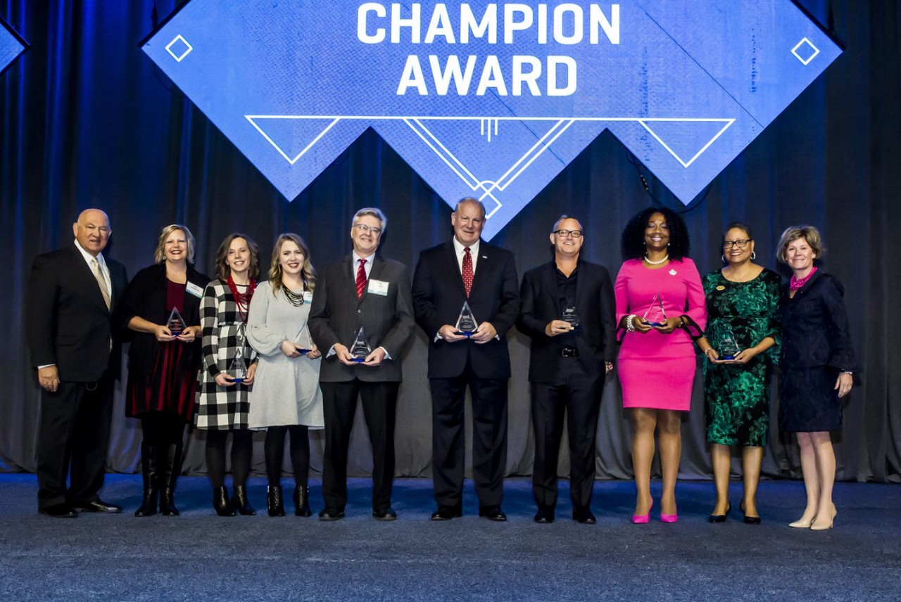 CES staff receiving award