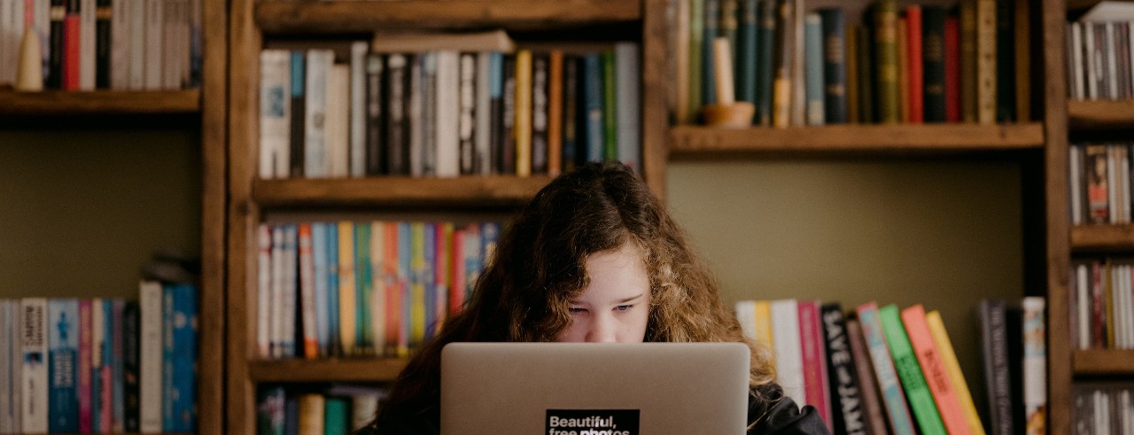 Student working on laptop