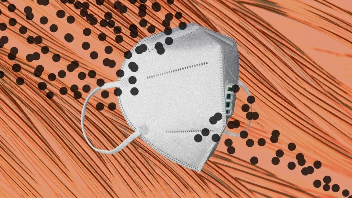 graphic showing germs being stopped by a medical face mask