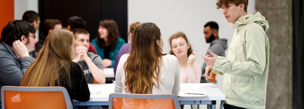 college students working together