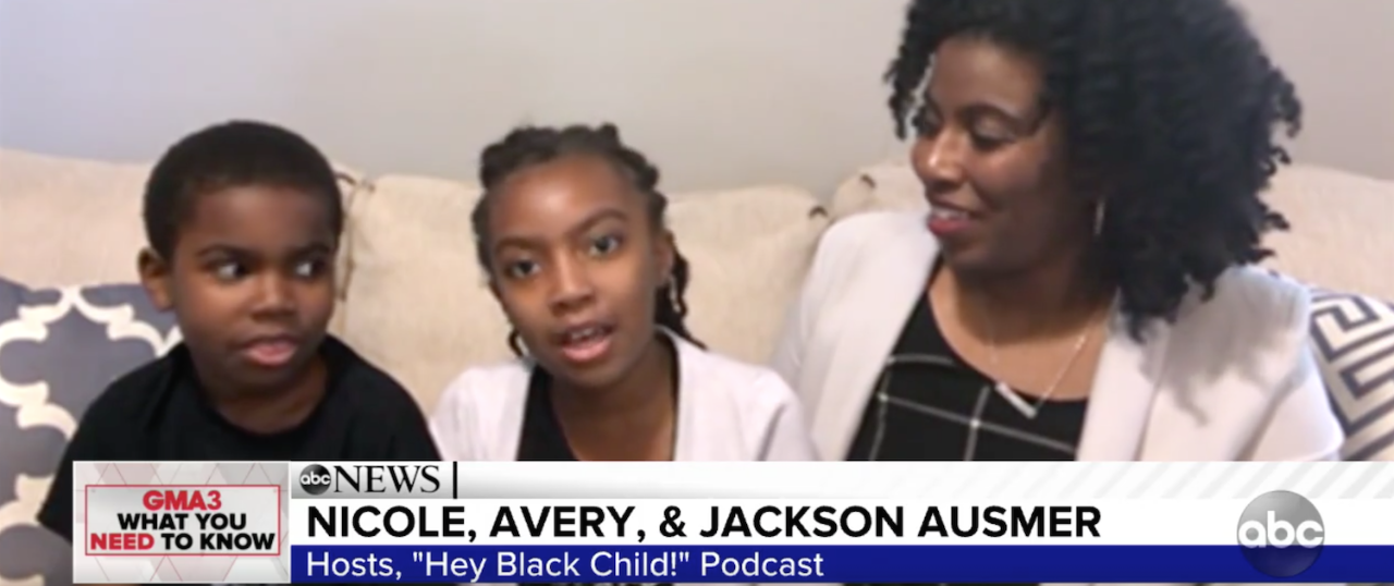 Nicole Ausmer with her two kids on Good Morning America