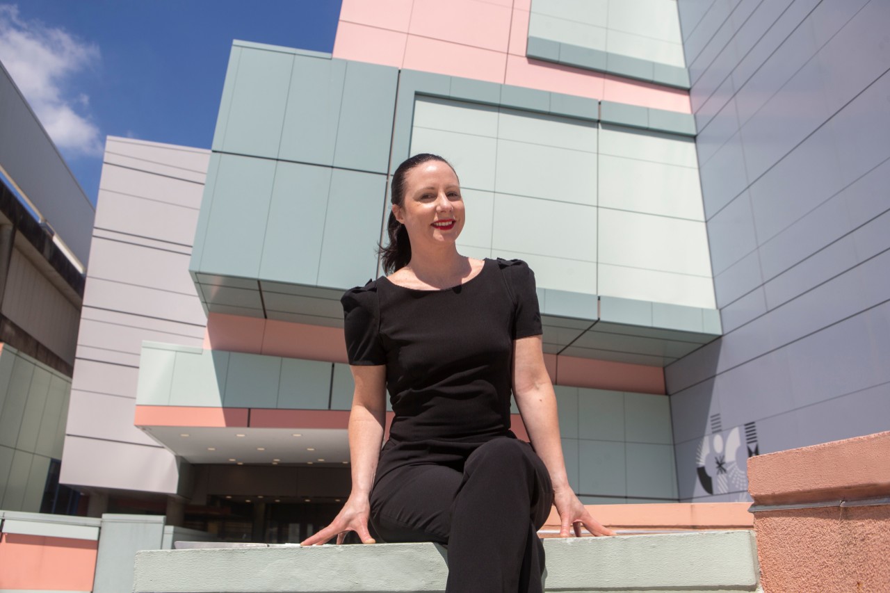 Claudia B. Rebola, PhD,  Associate Dean Associate Professor, Ind. Design shown here at during new video series called “UC Answers” at Nippert Stadium, and DDAP. UC/ Joseph Fuqua II