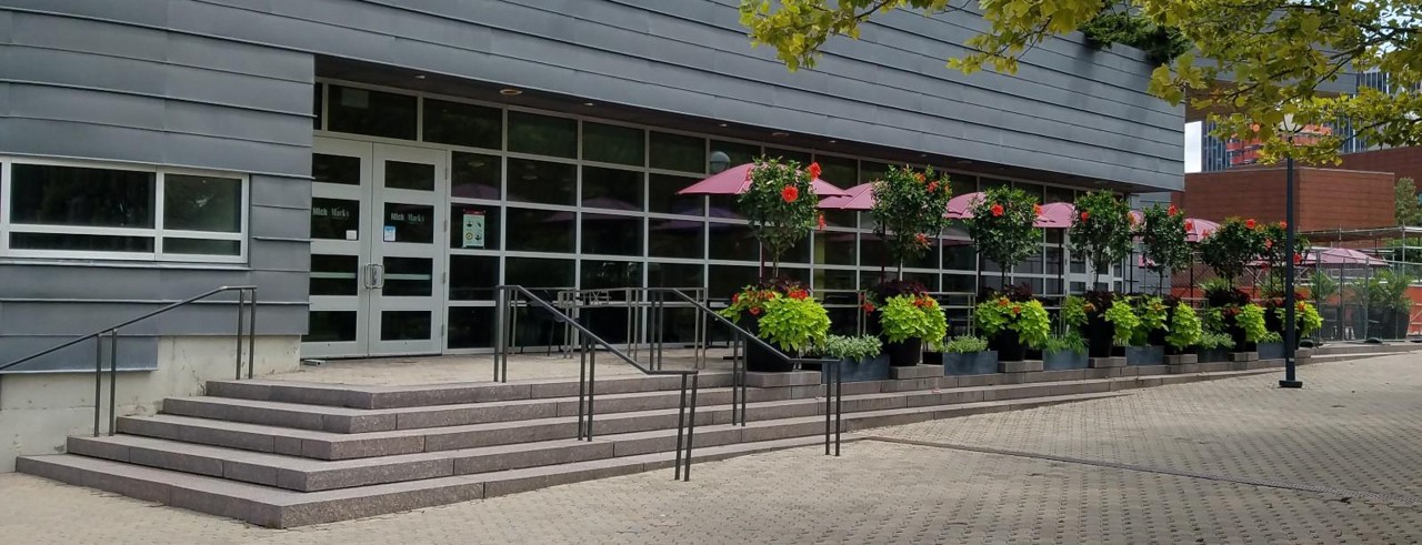 Exterior of Mick & Mack's restaurant at the southwest of MainStreet near University Pavilion