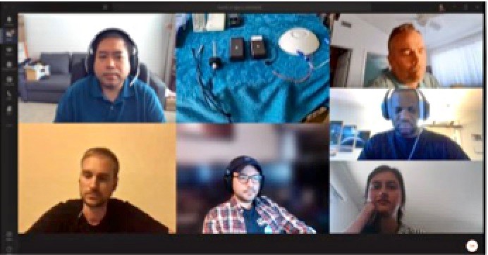 Computer screen grab showing six people in a virtual Zoom meeting.