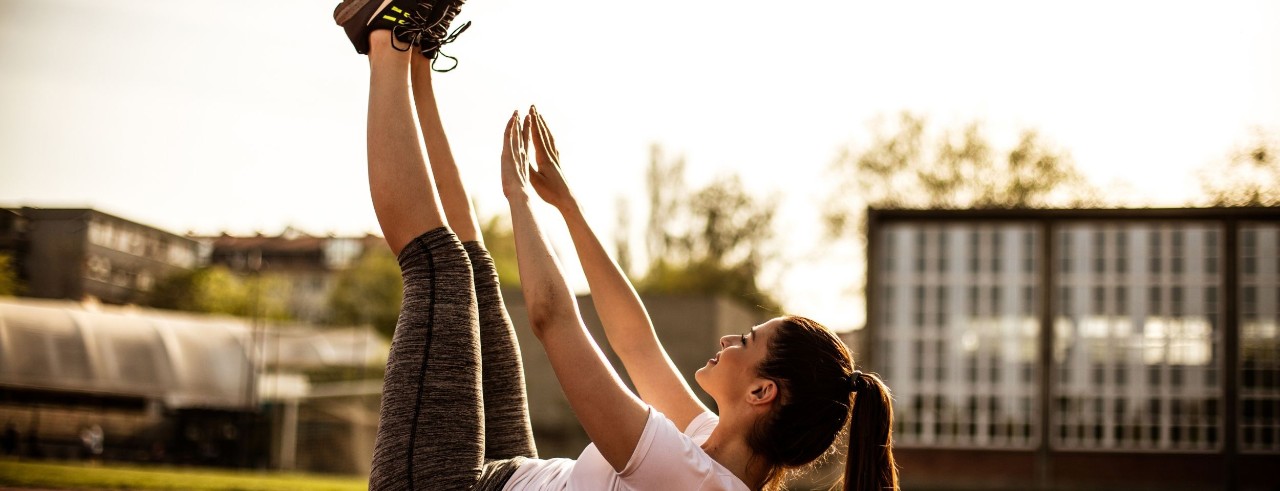 Woman exercising outdoors.