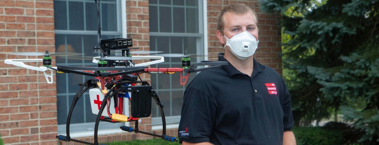 Zach Wells with a drone