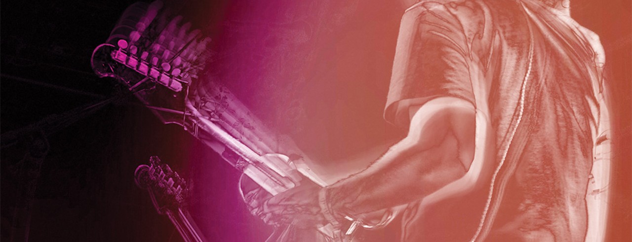 Abstract art of a guitar player