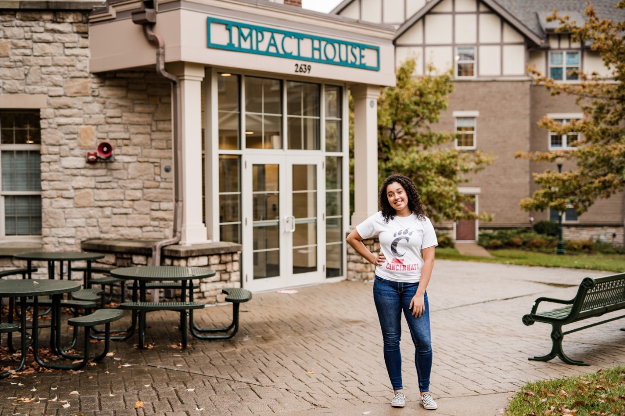 Brittany Rice outside the Gen-1 House