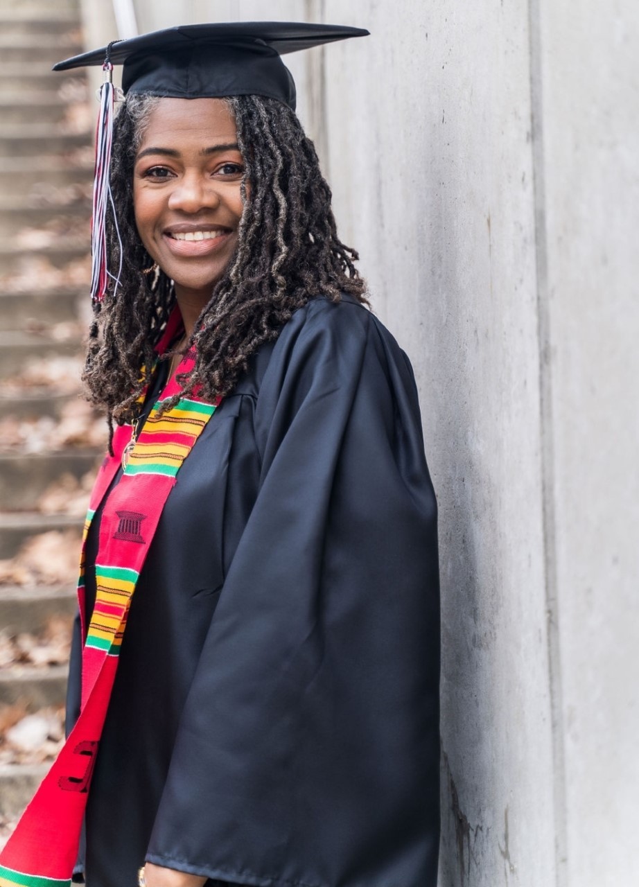 Marci Mason wears her cap and gown.