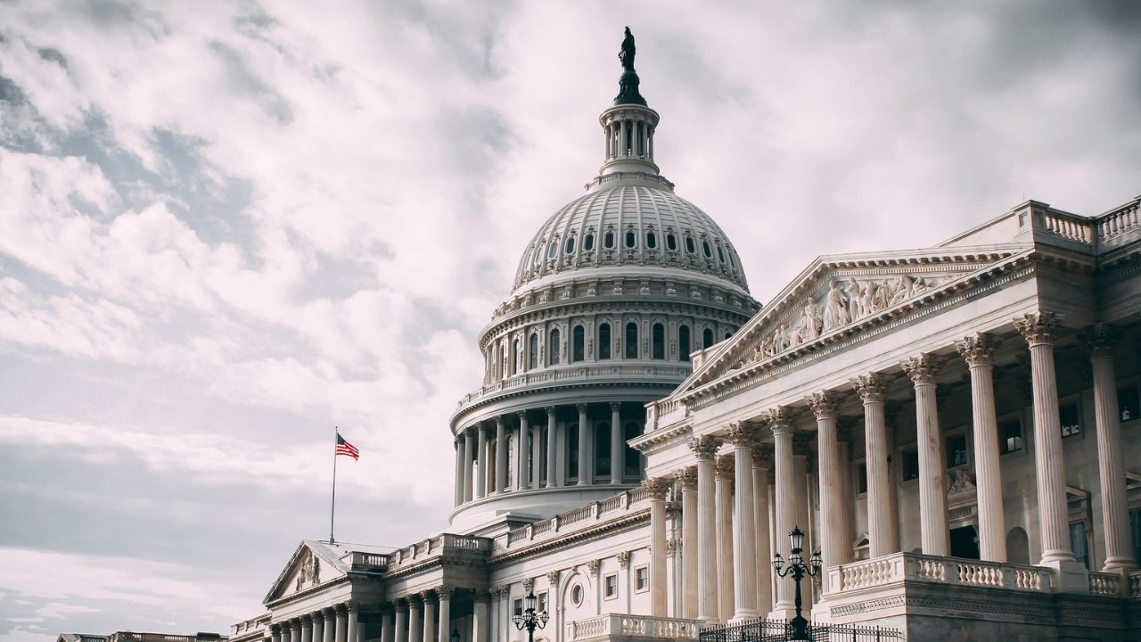 view of the Capitol building in Washington, D.C. on a cloudy day