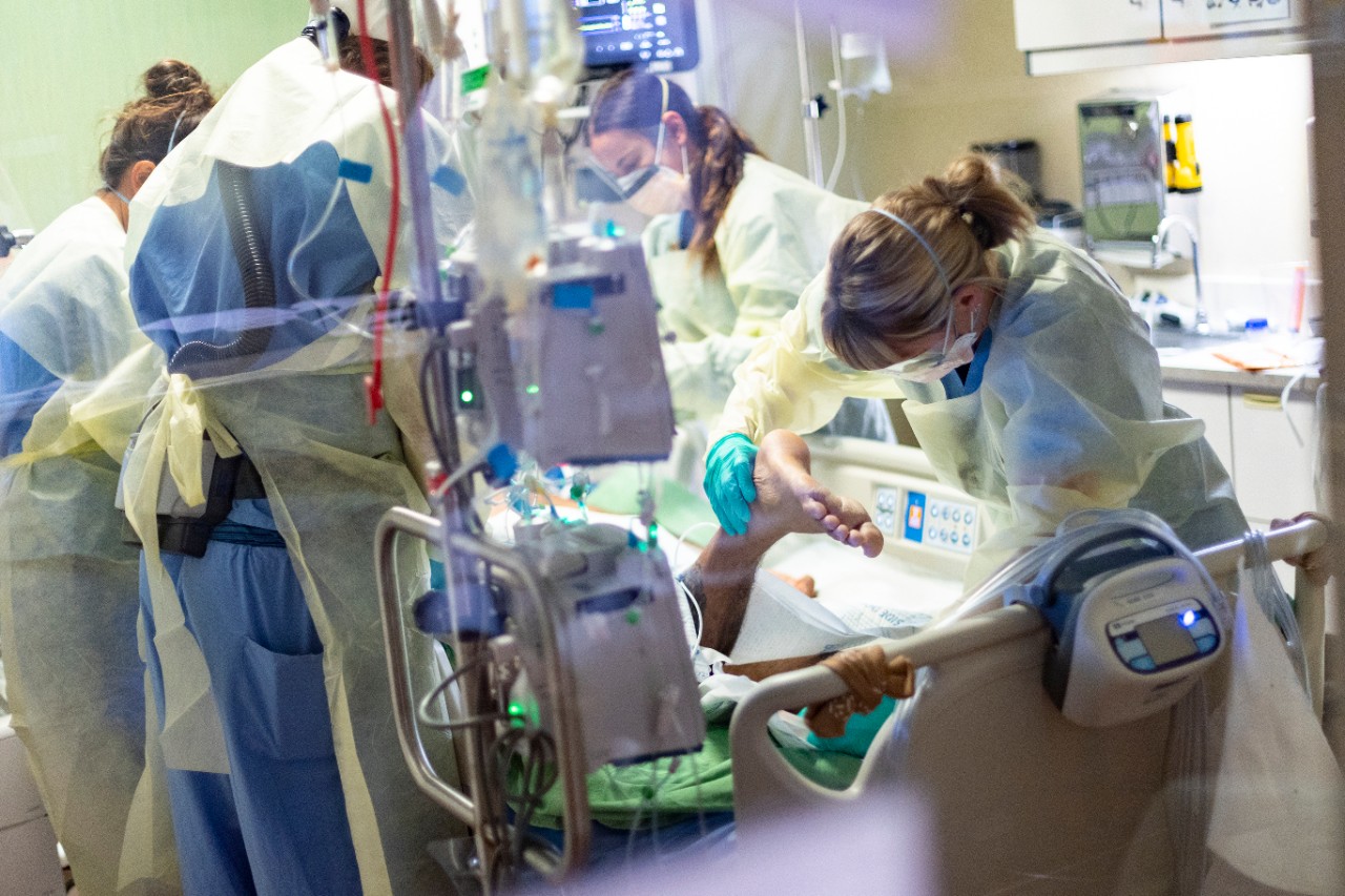 a photo showing a busy hospital scene 