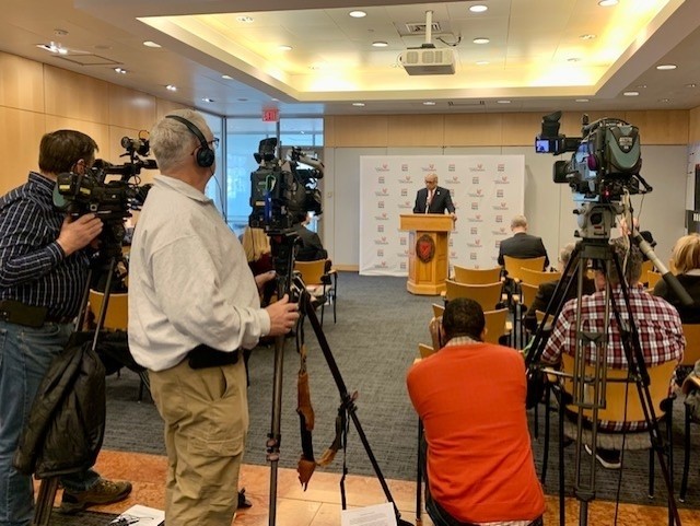 President Pinto addresses media