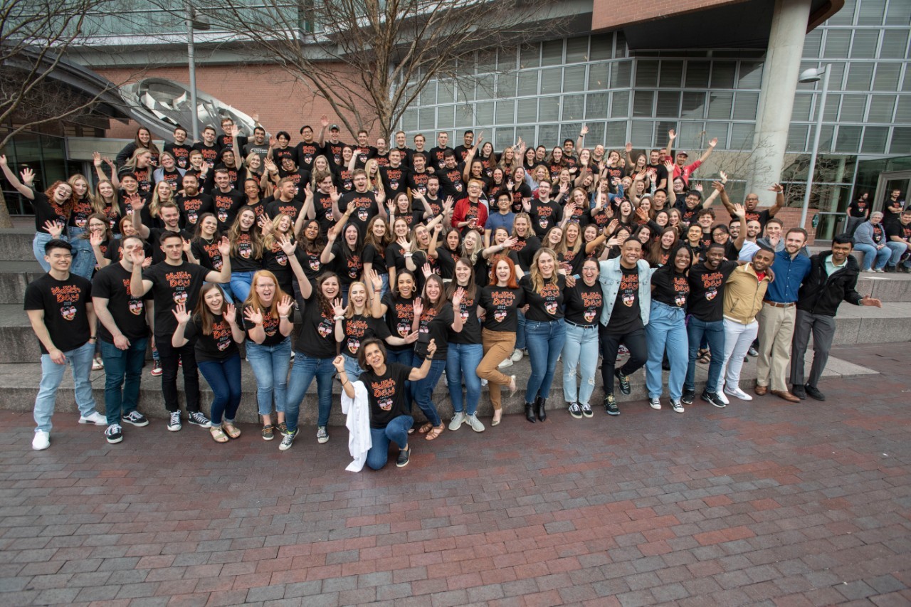A group of medical students outside the UC College of Medicine on Match Day 2022