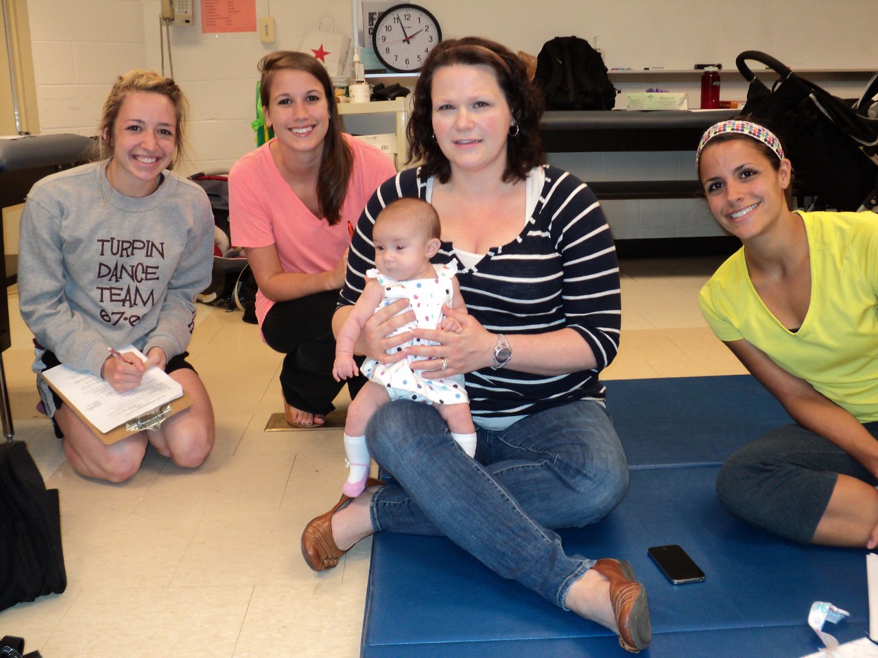 Kelli with some of her PT classmates in one of the labs