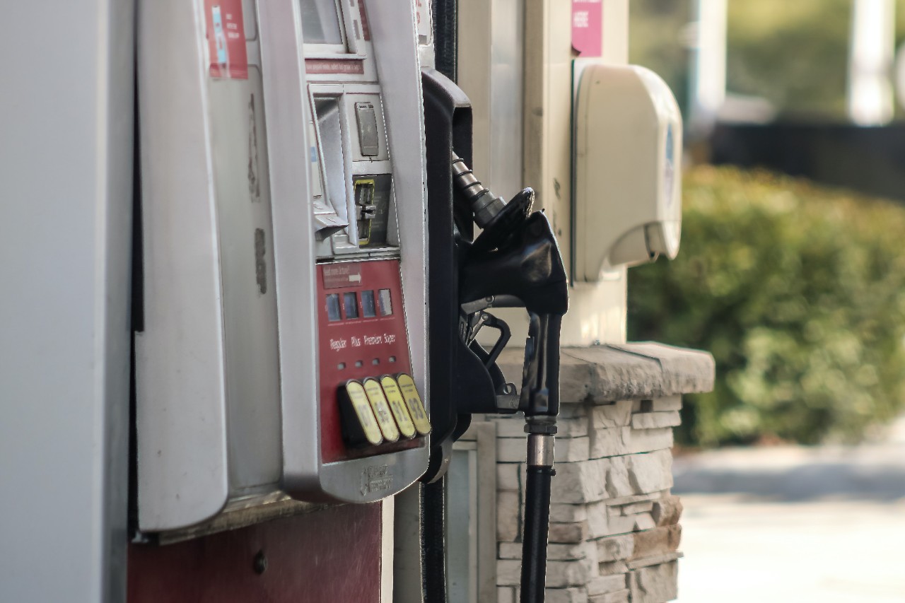 Gas pump at a gas station.