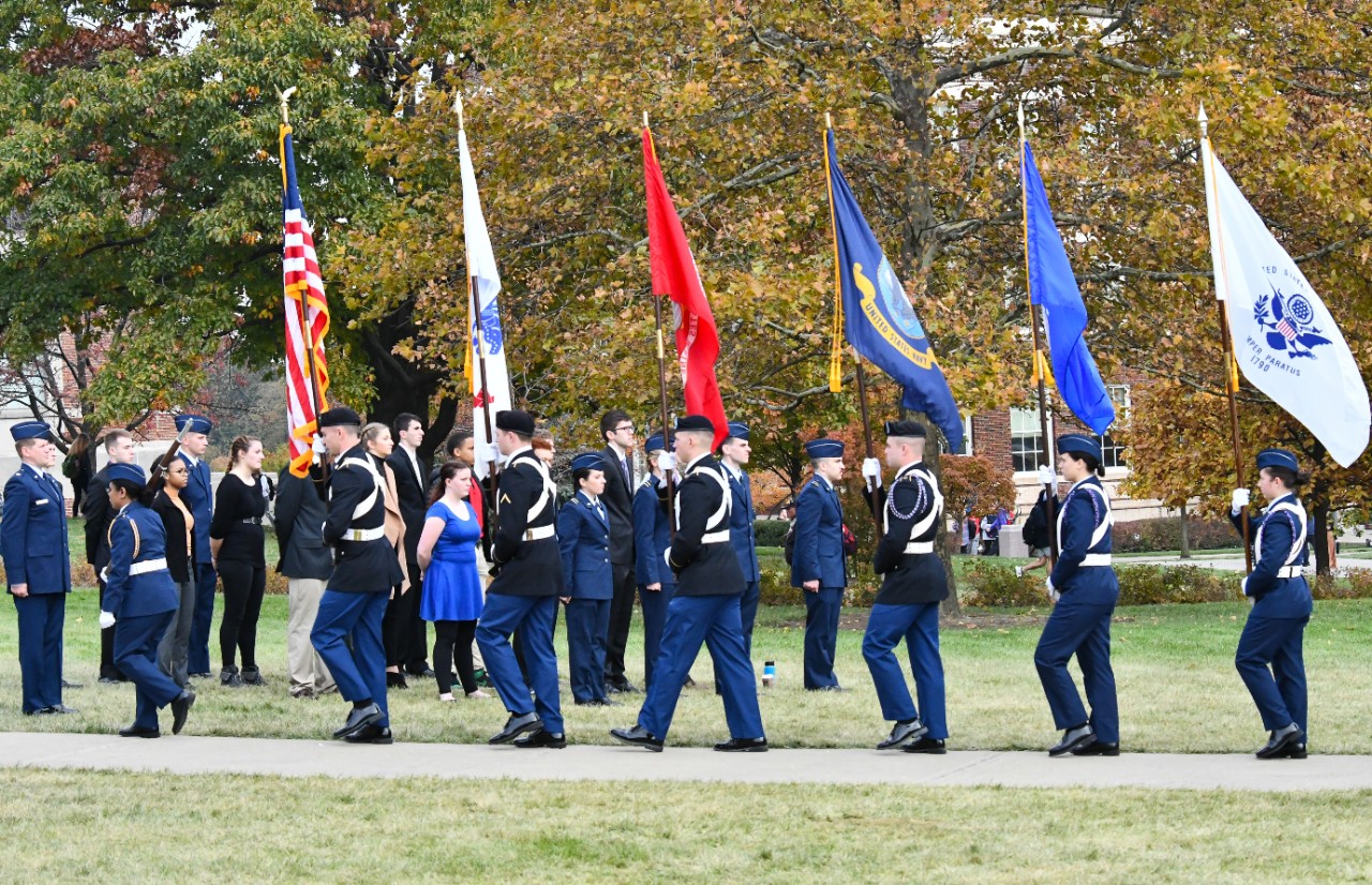 Members of the military celebrate Veterans Day on UC's campus.