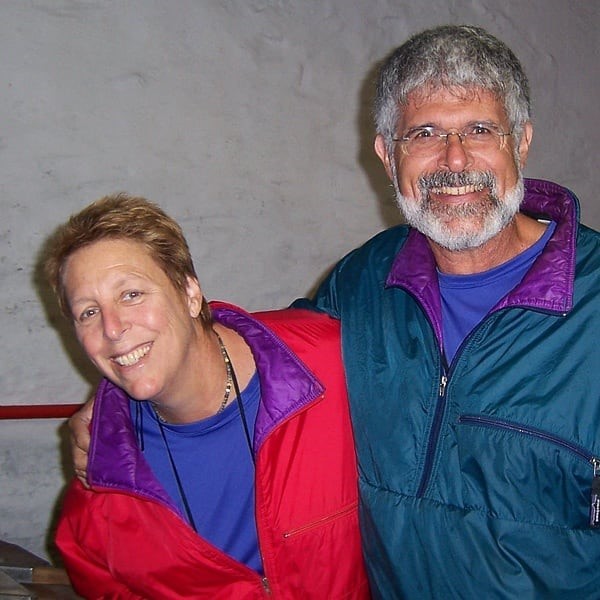 man and woman smiling