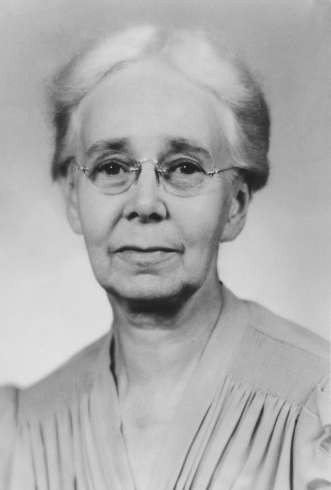 A black and white photo of E. Lucy Braun.