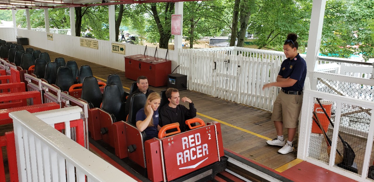 Spectrum News journalist joins Andrew Holcroft and Dr. Todd Foley on a ride at Kings Island