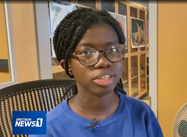 A screenshot of Hosanna Otchere's interview on Spectrum News.