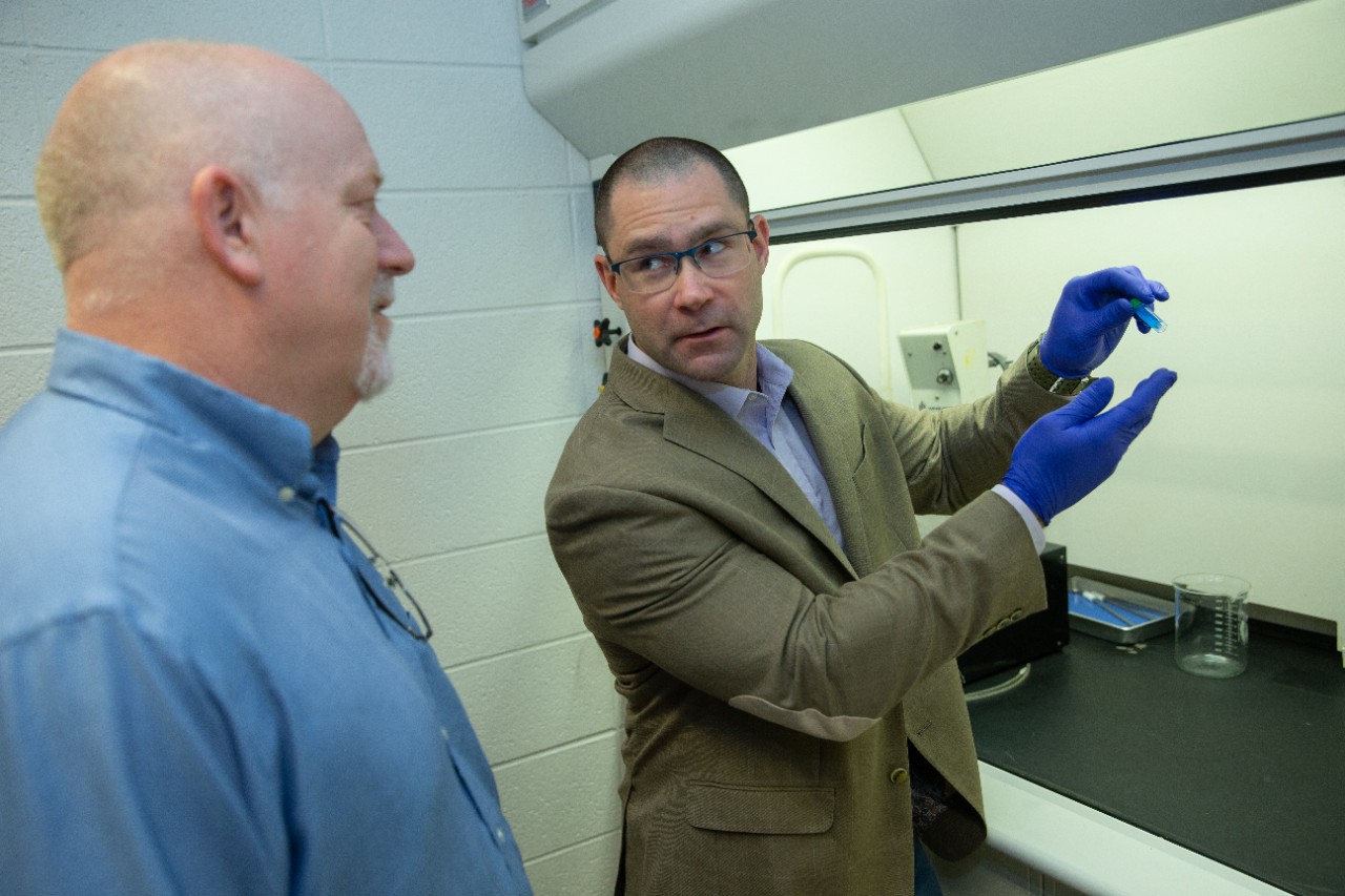 Jason Gardner (College of Medicine) and Matthew Robson (College of Pharmacy) are researchers working together to study how burns and traumatic brain injuries can be better treated.
