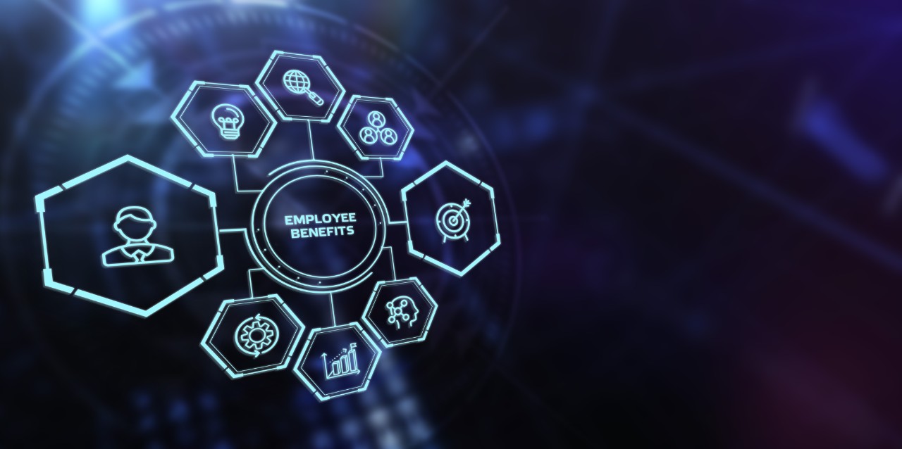 Business, Technology, Internet and network concept. Shows the inscription: EMPLOYEE BENEFITS. 