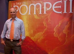 Steven Ellis winner of Rome Prize stands in the Pompeii exhibit @ the Museum Ctn.