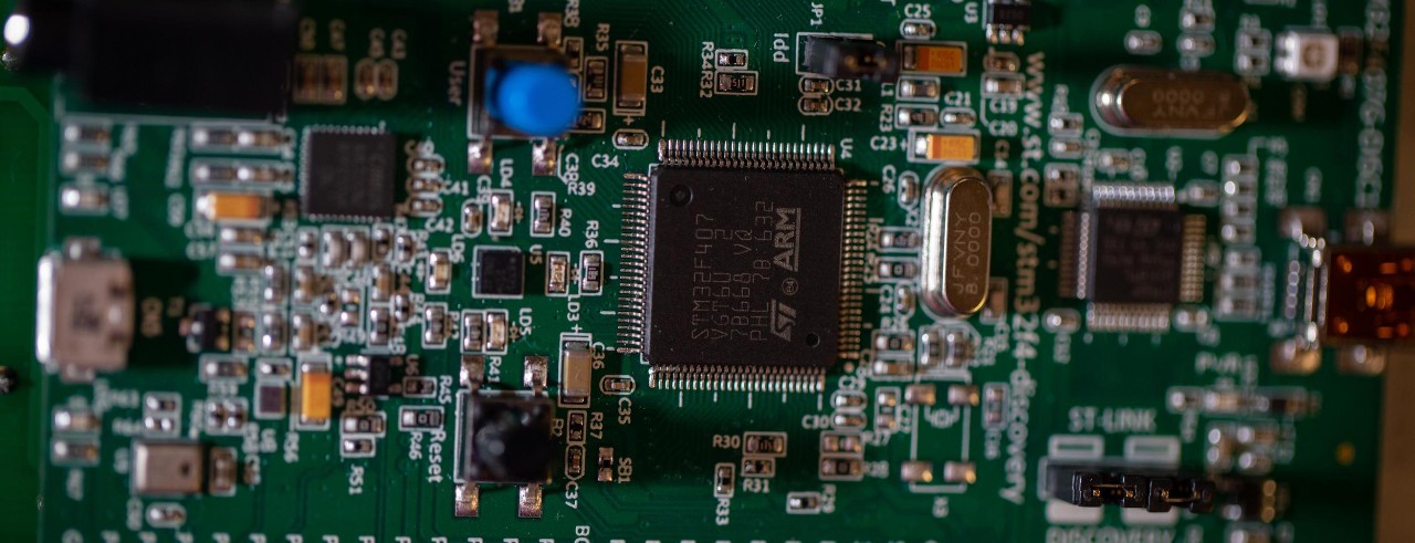 Close-up of computer engineering equipment.