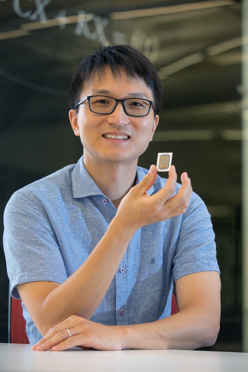 Yeongin Kim, assistant professor of electrical engineering in UC's College of Engineering and Applied Science, created a patented new flexible skin sensor that fits better than a BAND-AID.