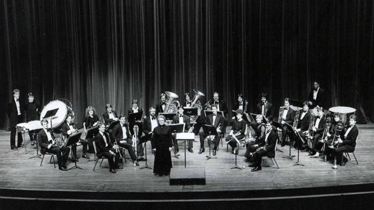 Betty Glover and the CCM Brass Choir in 1986. Photo/CCM archives