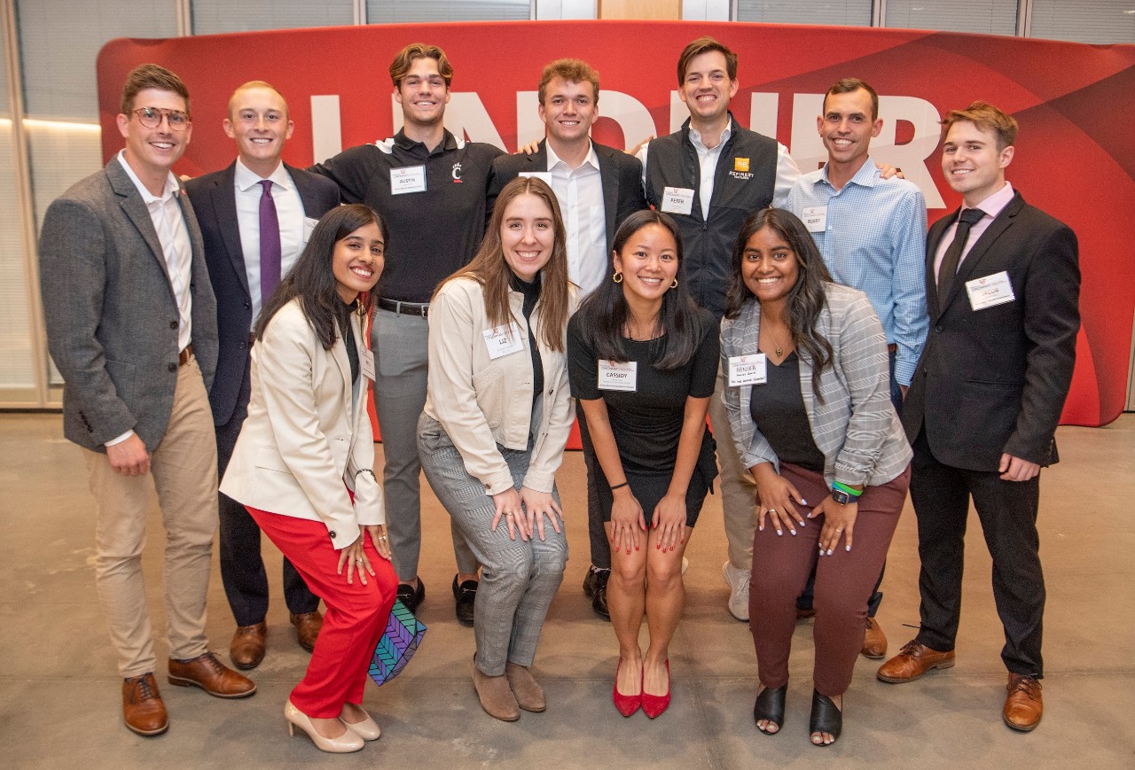 Current and former Lindner Business Honors students at a Homecoming event.