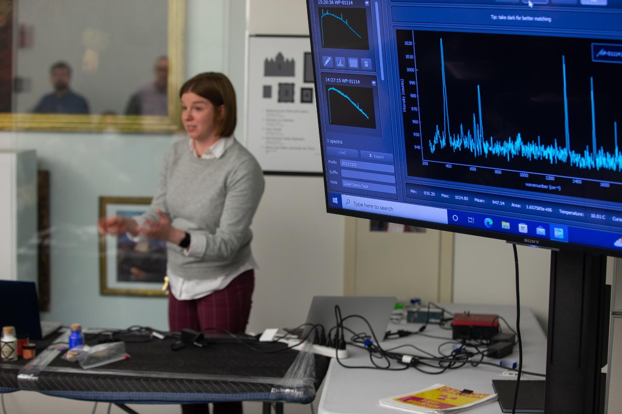 DAAP art history assistant professor Christopher Platts has invited UC chemists and geologists to give a demonstration to his art history classes of the scientific techniques they use to determine the authenticity of paintings.