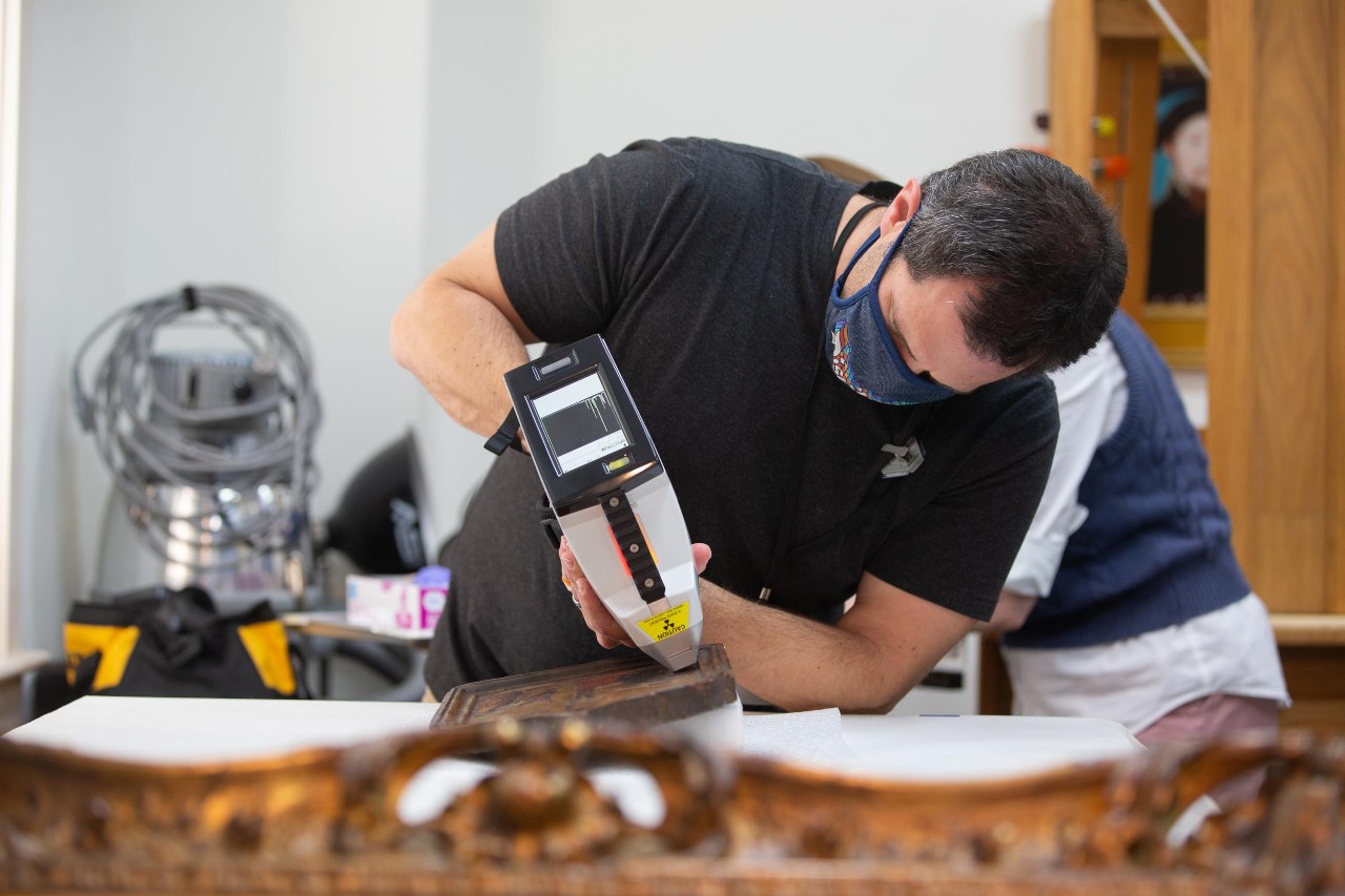 Experts in geology, chemistry and art history from UC's College of Arts and Sciences, A&S, and UC's College of Design, Architecture, Art, and Planning, DAAP, consulted with the Taft Museum to determine the authenticity of two paintings in its collection. Faculty included Pietro Strobbia, Daniel Sturmer and Christopher Platts and Aaron Cowan and UC postdoctoral researcher Lyndsay Kissell along with the museum's Ann Glasscock and Tamera Muente.